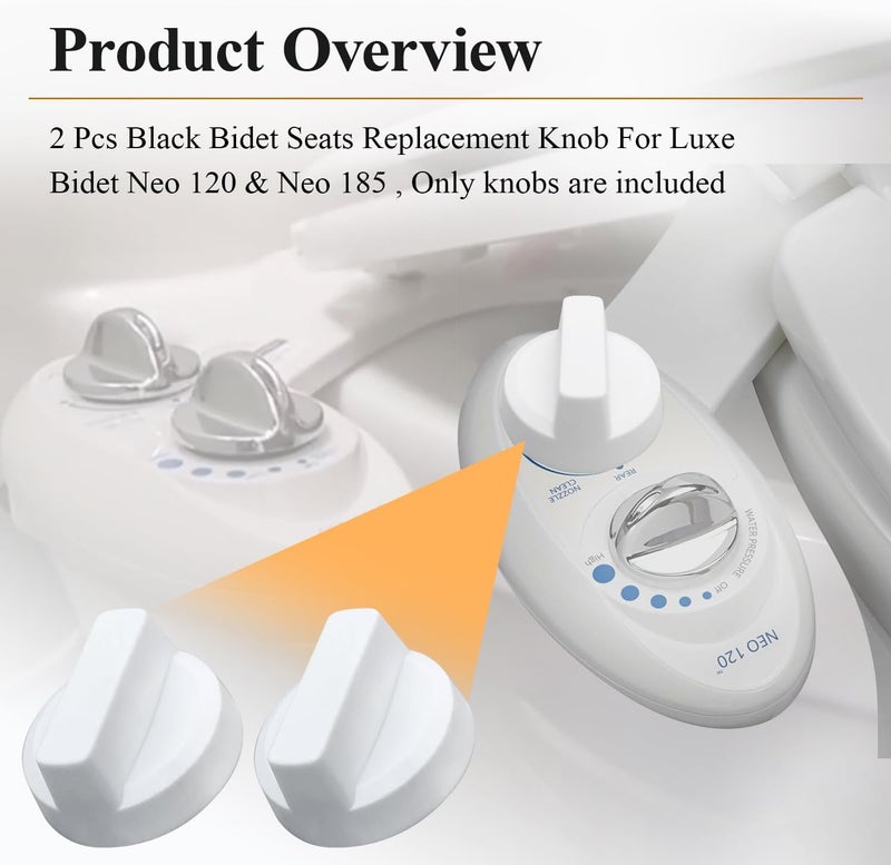 WFCYX Bidet Seats Replacement Knob Compatible With Luxe Bidet Neo 120 & Neo 185, Knob Accessories for Luxe Bidet Neo 120 & Neo 185, Neo Knob, Non-Electric Bidet Attachment for Toilet Seat, 2 Pcs White - Image 2